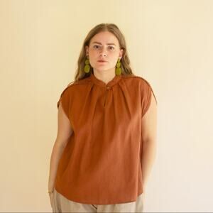 Womens high neck short sleeve blouse